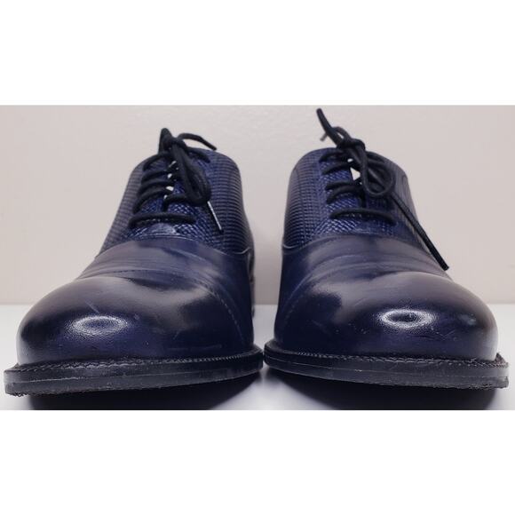 COLE HAAN Cap Toe Oxford Leather Dress Shoes Navy Basket Weave Men's Size 9M - Picture 7 of 16